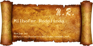 Milhofer Rodelinda névjegykártya